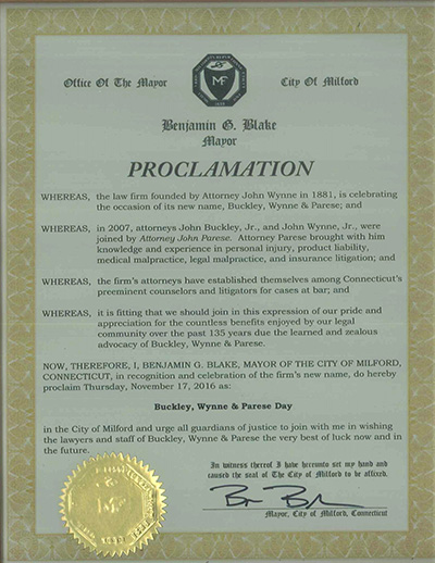 Proclamation of the City of Milford BWP Day